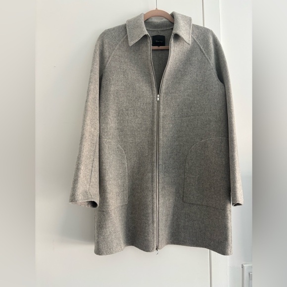 NWT Theory Clean Caban Wool Zipper Coat in Grey Melange New Divide 2 - Picture 5 of 8